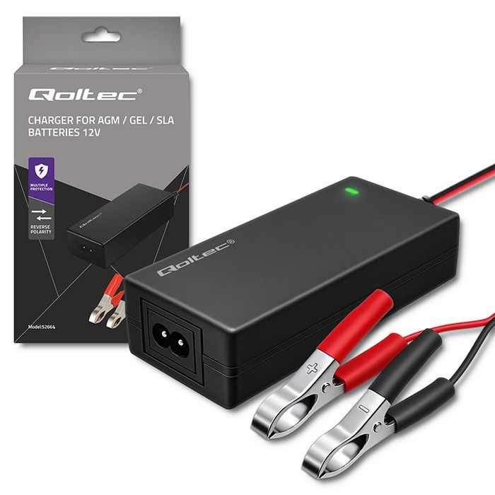 Qoltec Automatic charger for AGM GEL STD batteries | 12V charger | 4A | 48W | LED | 1.8m cable
