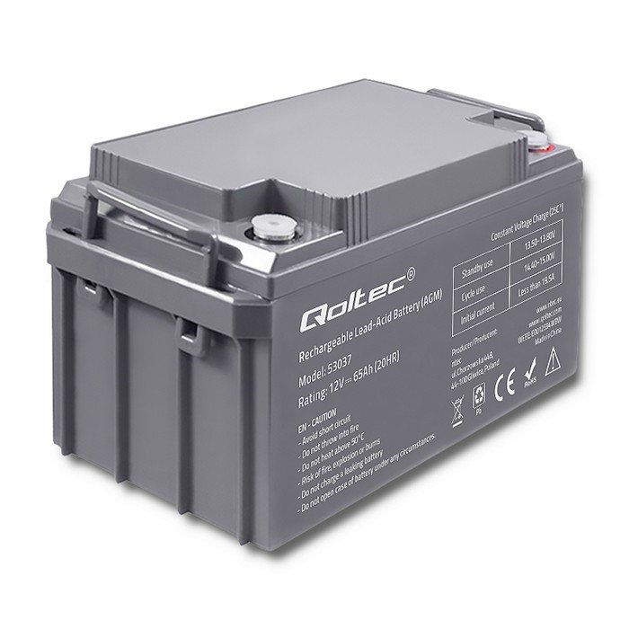 Qoltec AGM battery | 12V | 65Ah | max 780A